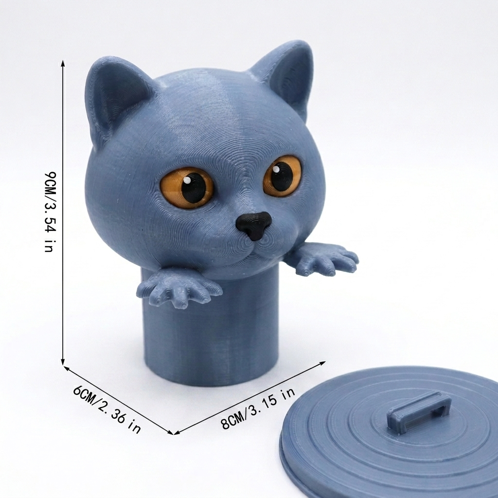 Blue Cat Toilet Paper Holder - Funny 3D Kitty Bathroom Decor-DrawlyPop