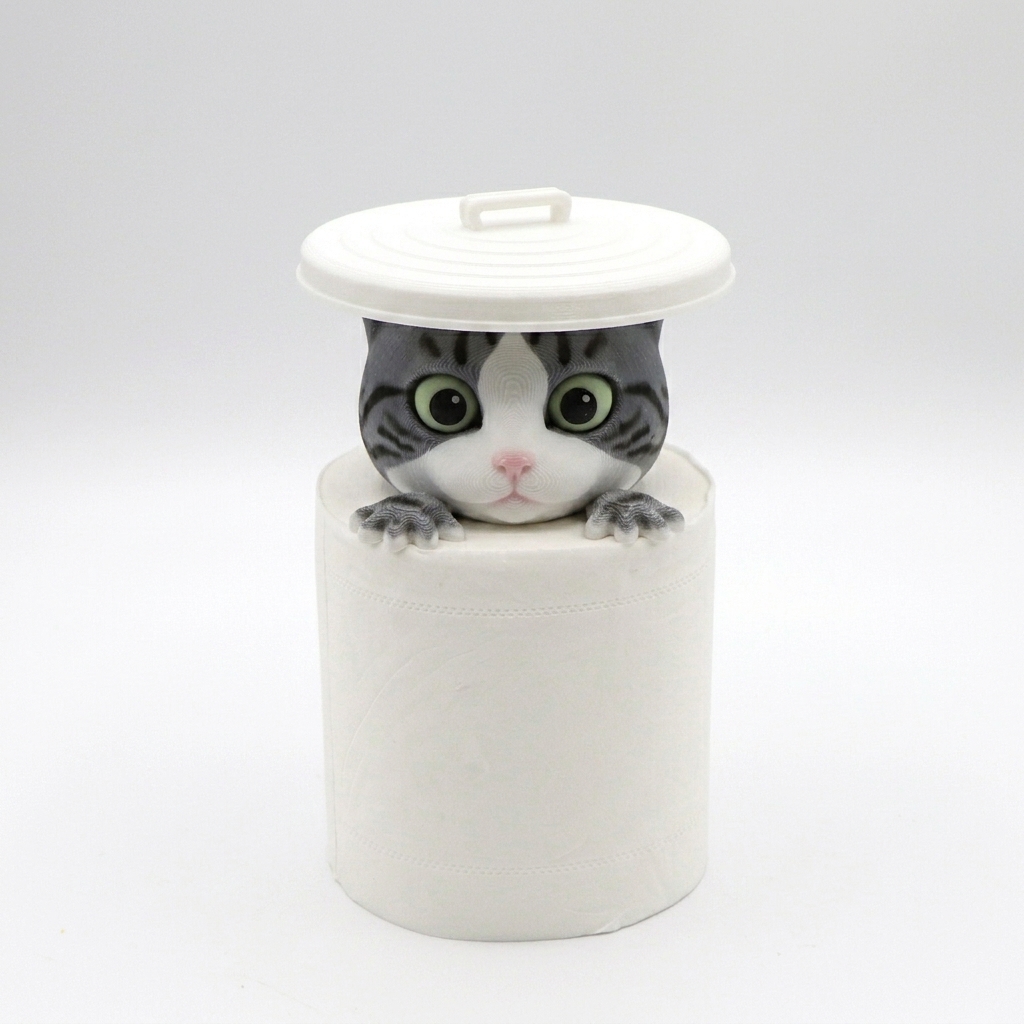 American Shorthair Toilet Paper Holder - Funny 3D Cat Bathroom Decor-DrawlyPop