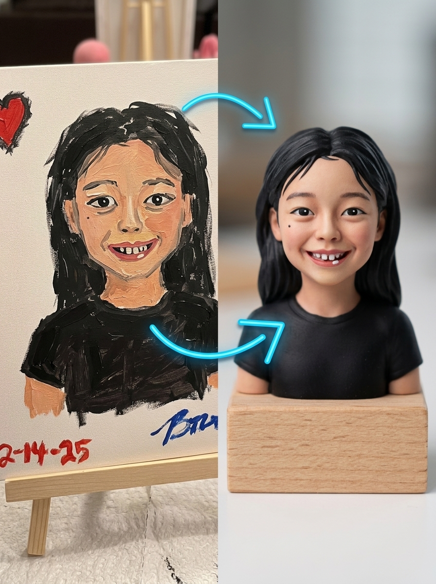 CouplesDraw into 3D, Draw into 3D, Personalized 3D Printed Eco-Sculpt，Custom Draw-to-Reality 3D Figurine (Eco-Friendly)