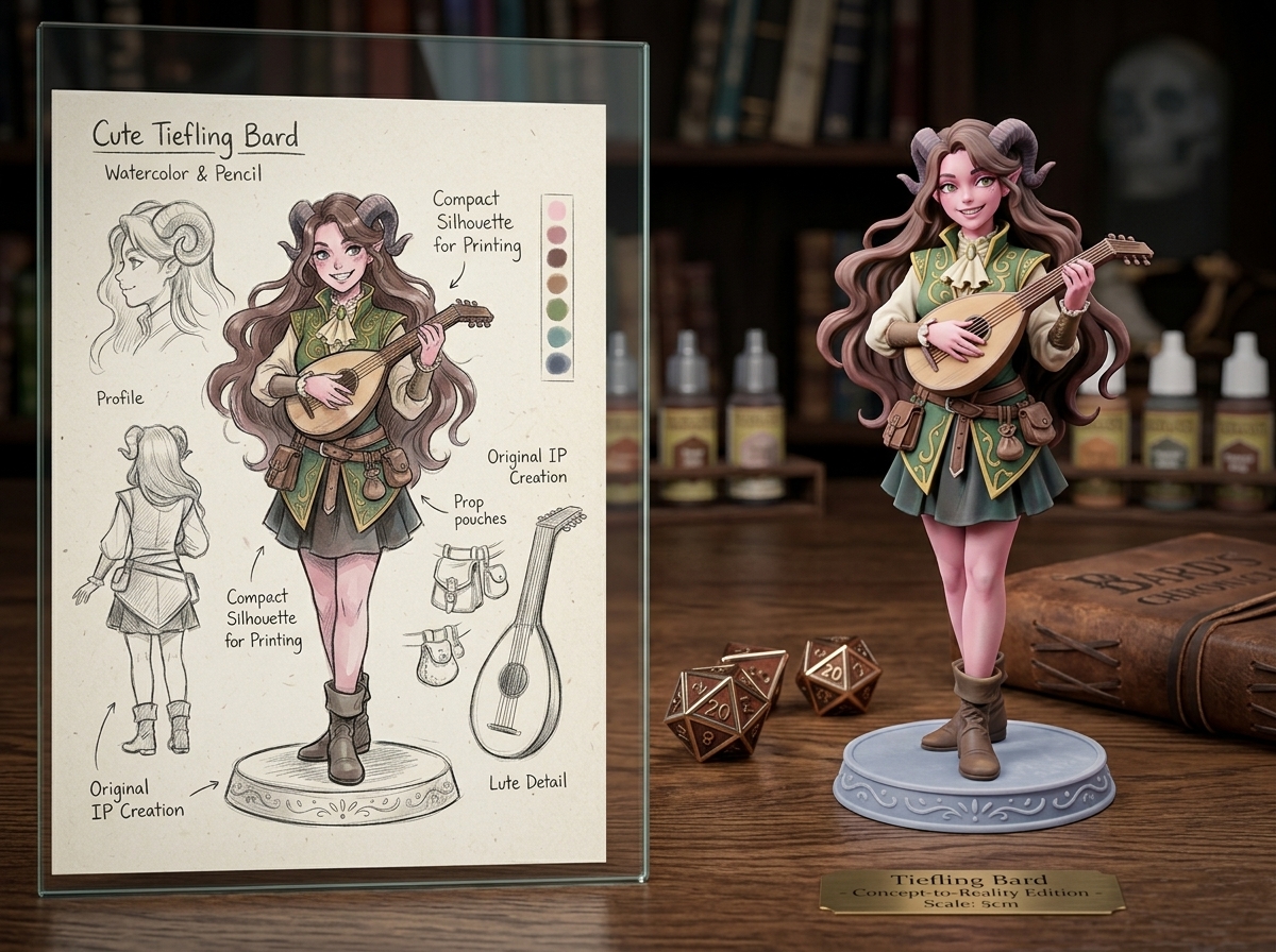Personalized 3D Printed TTRPG Mini，Custom Draw-to-Reality 3D Figurine gifts (Eco-Friendly)-DrawlyPop