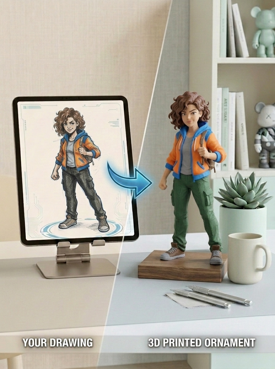Character into 3D, OC into 3D, Personalized 3D Printed Eco-Sculpt，Custom Draw-to-Reality 3D Figurine (Eco-Friendly)