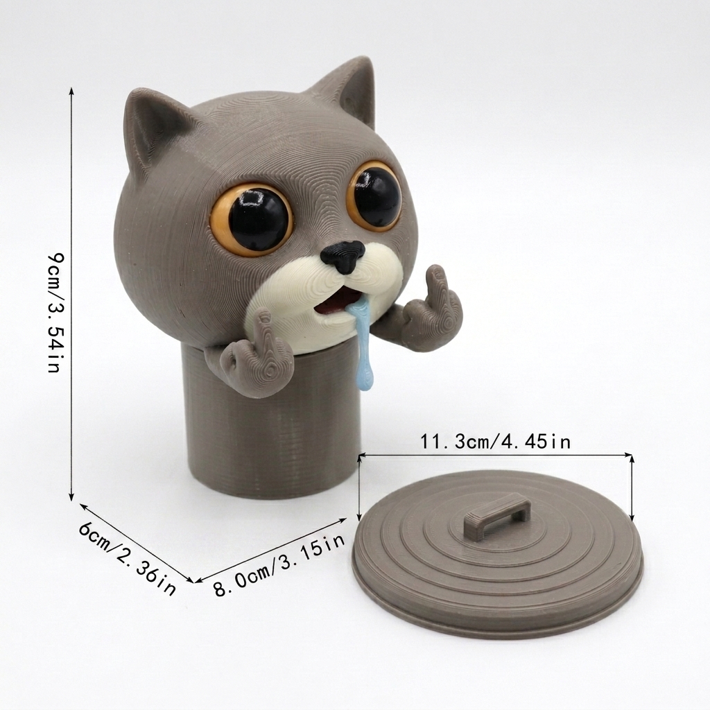 Drooling Meme Cat Toilet Paper holder- Mischievous 3D Kitty Bathroom Decor-DrawlyPop