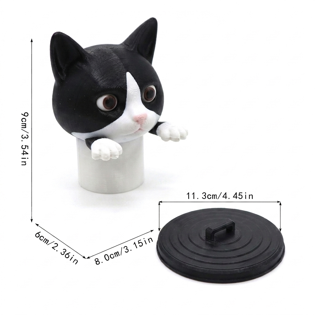 Tuxedo Cat Toilet Paper Holder - Funny 3D Kitty Bathroom Decor-DrawlyPop