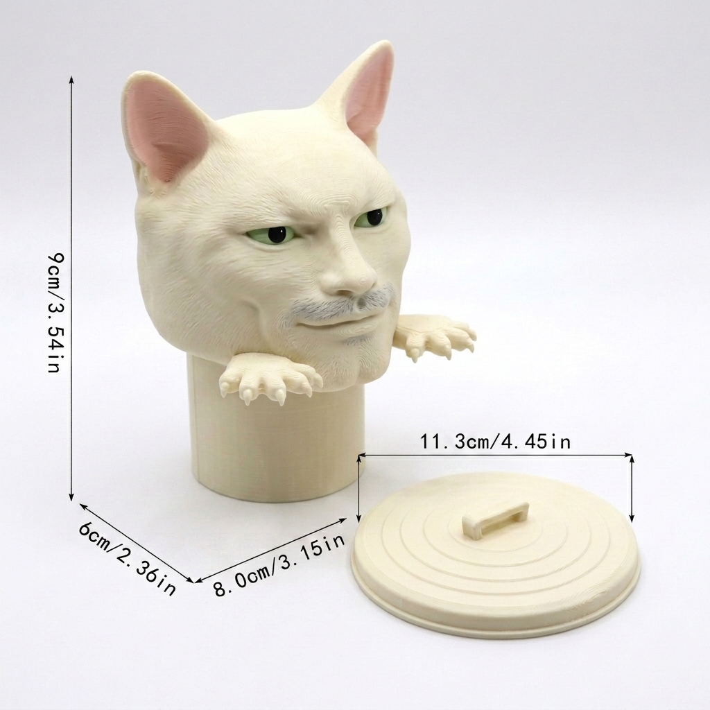 Smug Meme Cat Toilet Paper Holder - Funny 3D Cat Bathroom Decor-DrawlyPop