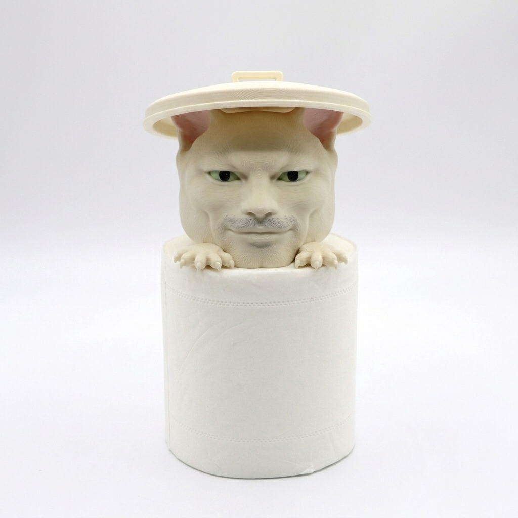 Smug Meme Cat Toilet Paper Holder - Funny 3D Cat Bathroom Decor-DrawlyPop