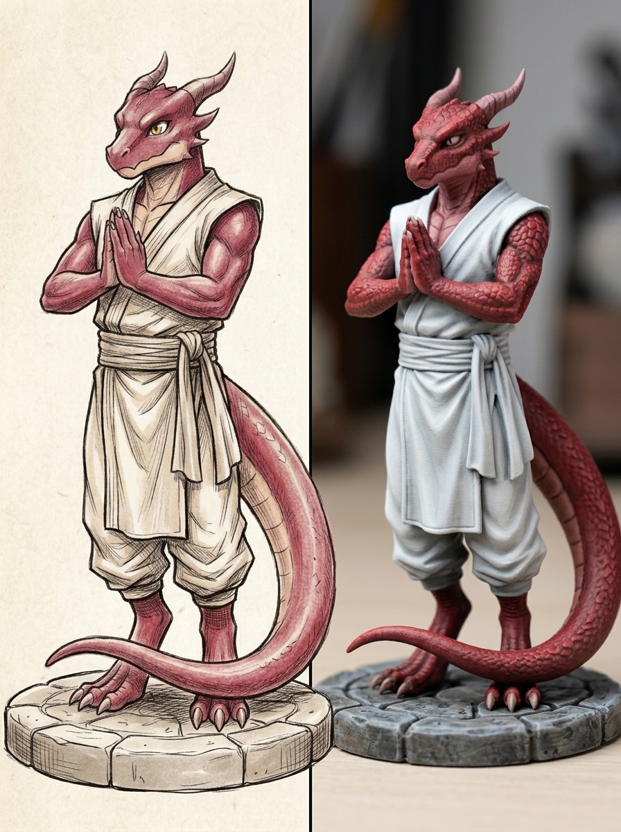 Personalized 3D Printed TTRPG Mini，Custom Draw-to-Reality 3D Figurine gifts (Eco-Friendly)-DrawlyPop