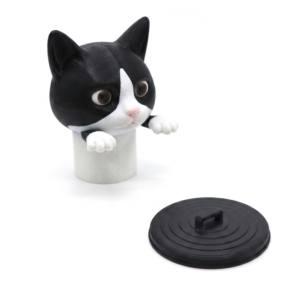 Tuxedo Cat Toilet Paper Holder - Funny 3D Kitty Bathroom Decor-DrawlyPop