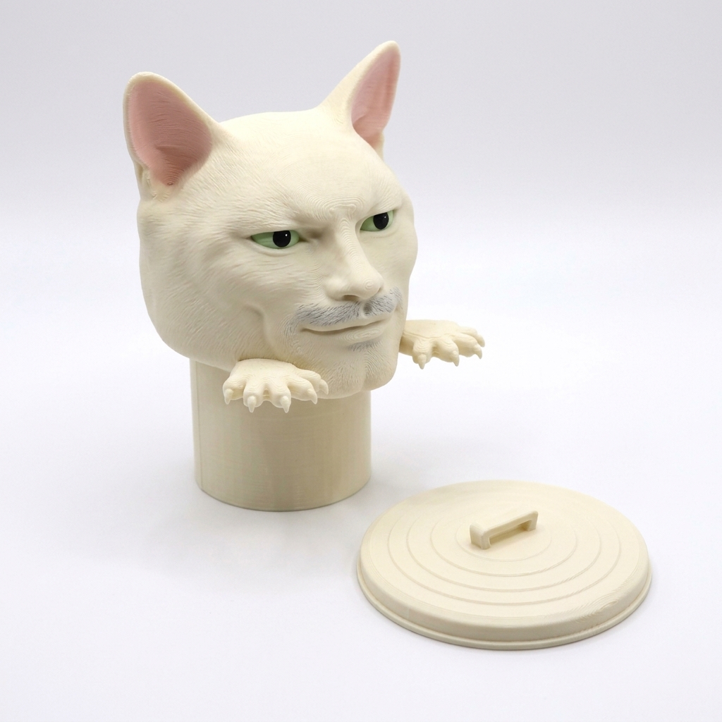 Smug Meme Cat Toilet Paper Holder - Funny 3D Cat Bathroom Decor-DrawlyPop