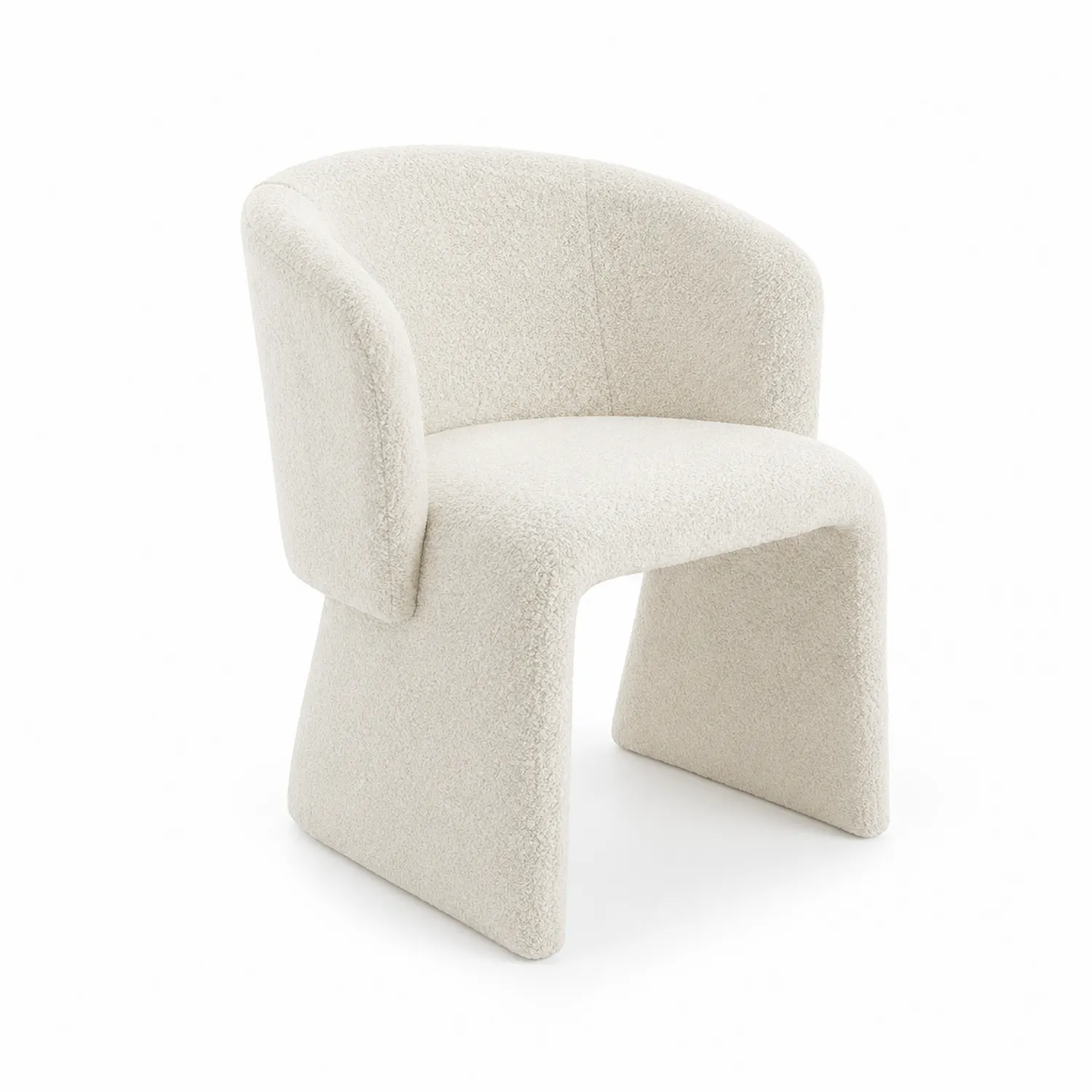 Sedia da pranzo in tessuto bouclé bianco