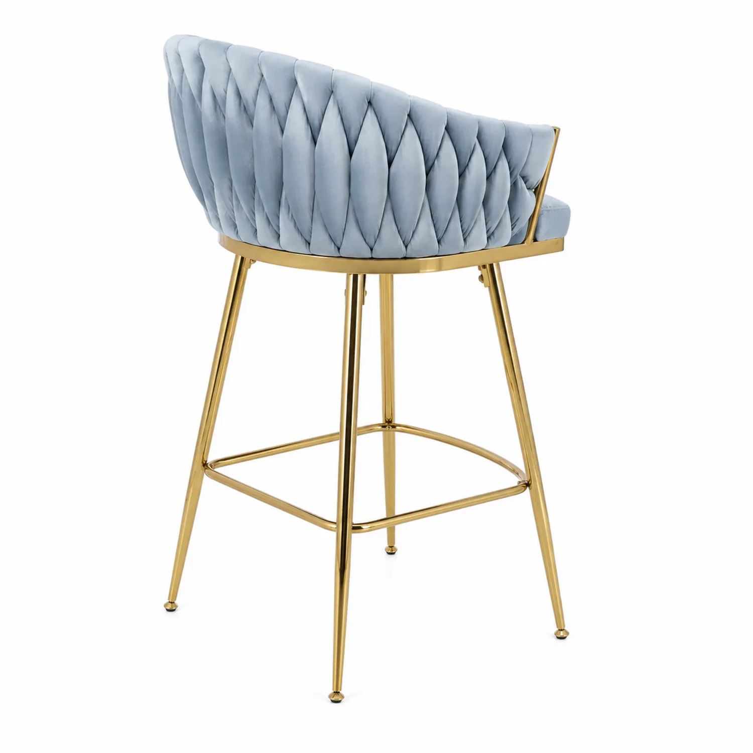 Sgabello in Velluto con Struttura Metallo Oro