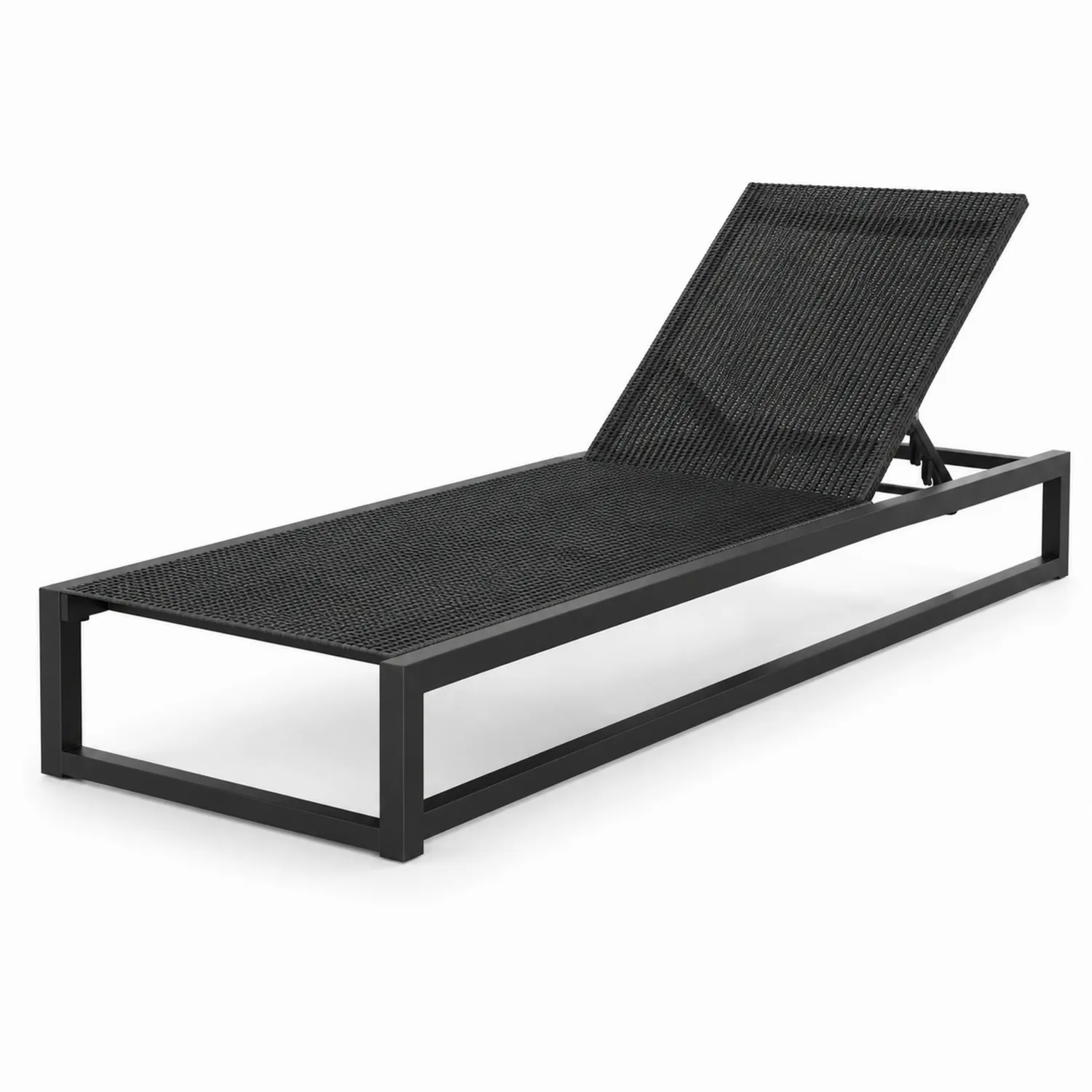Lettino prendisole in rattan sintetico e alluminio regolabile Nero