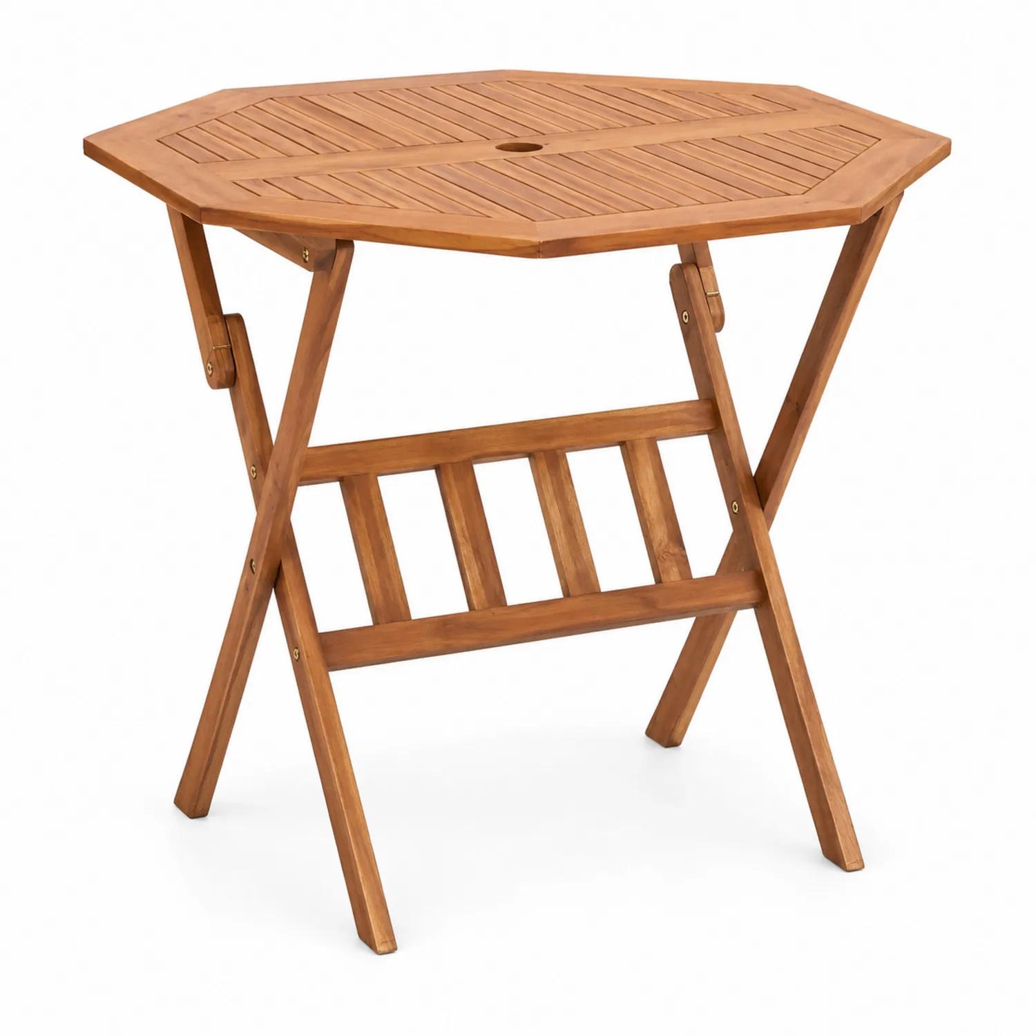 Tavolo pieghevole ottagonale in legno per esterni 120x72 cm
