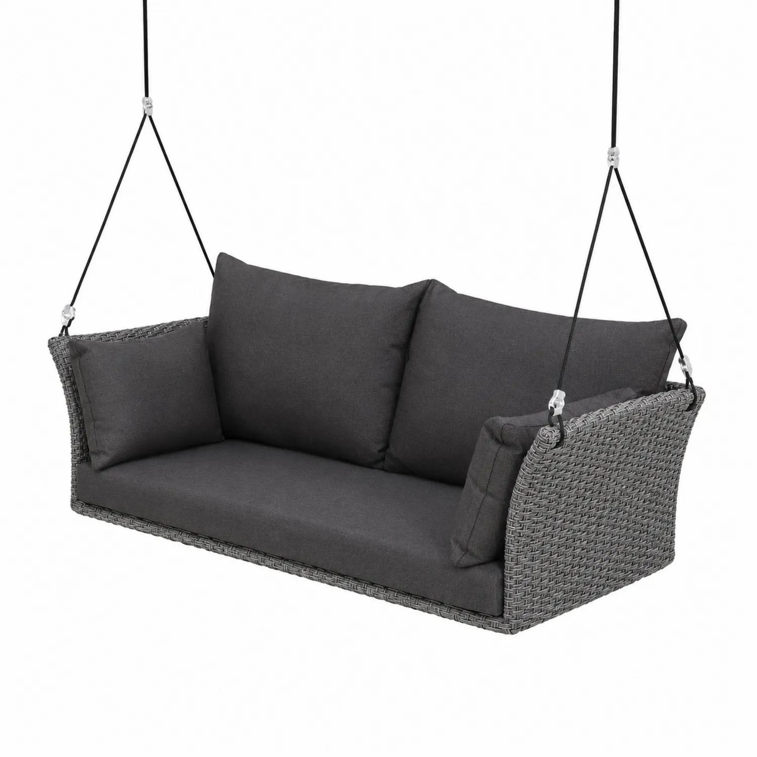 Altalena in Rattan Grigio con Cuscini