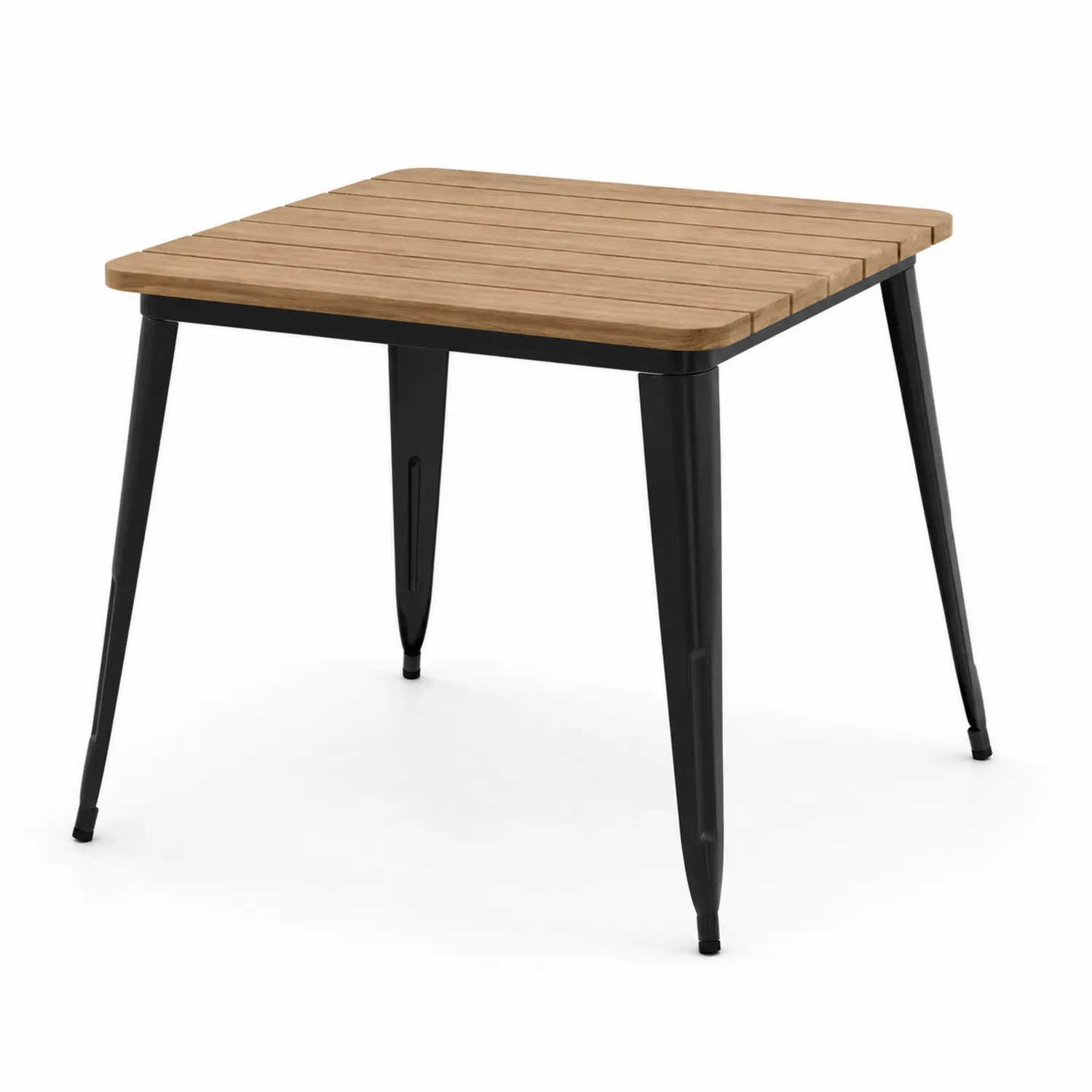 Tavolo quadrato in legno di quercia e metallo nero 70x70x75 cm