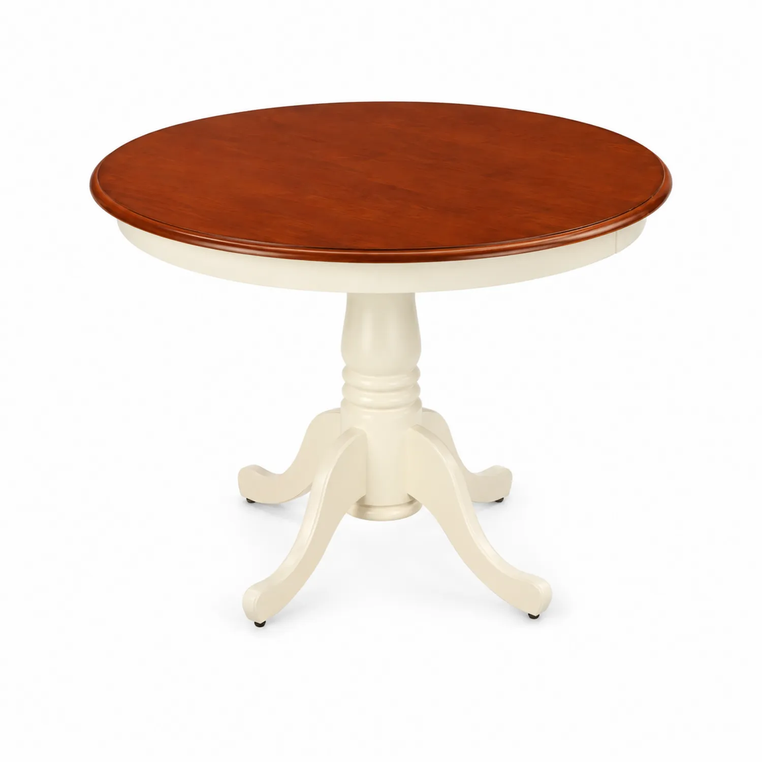 Tavolo da Pranzo Rotondo in Legno Marrone e Bianco Ø 90 cm