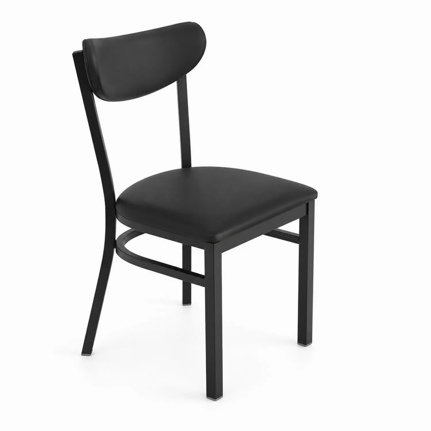 Sedia da pranzo in metallo e similpelle Nero