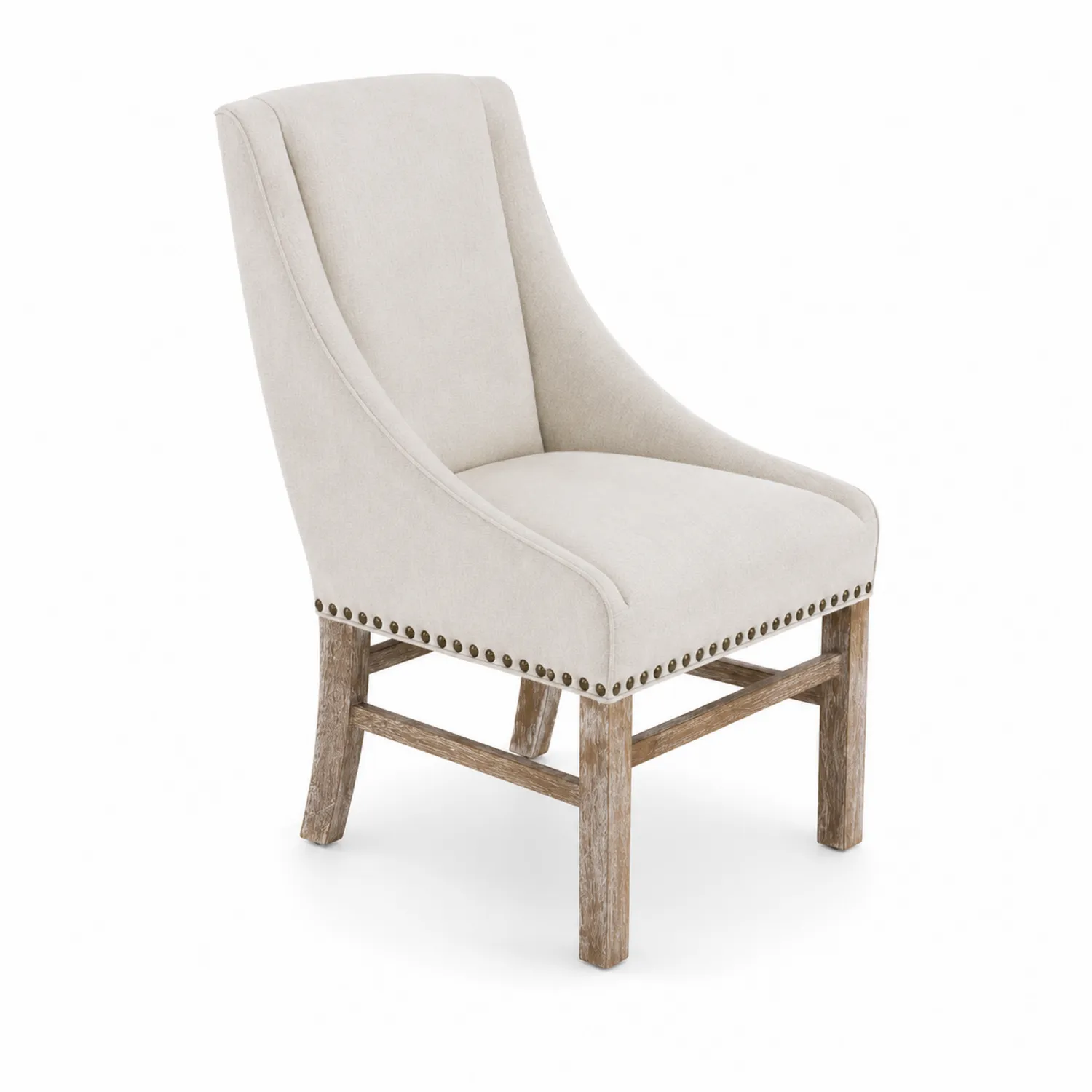Sedia da pranzo in legno e tessuto beige