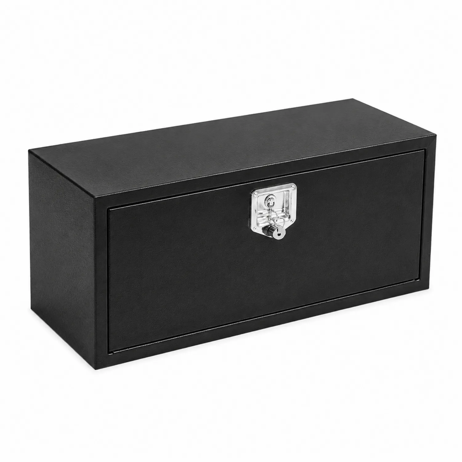 Scatola di stoccaggio rettangolare in metallo nero con chiusura in acciaio 40x20x20 cm