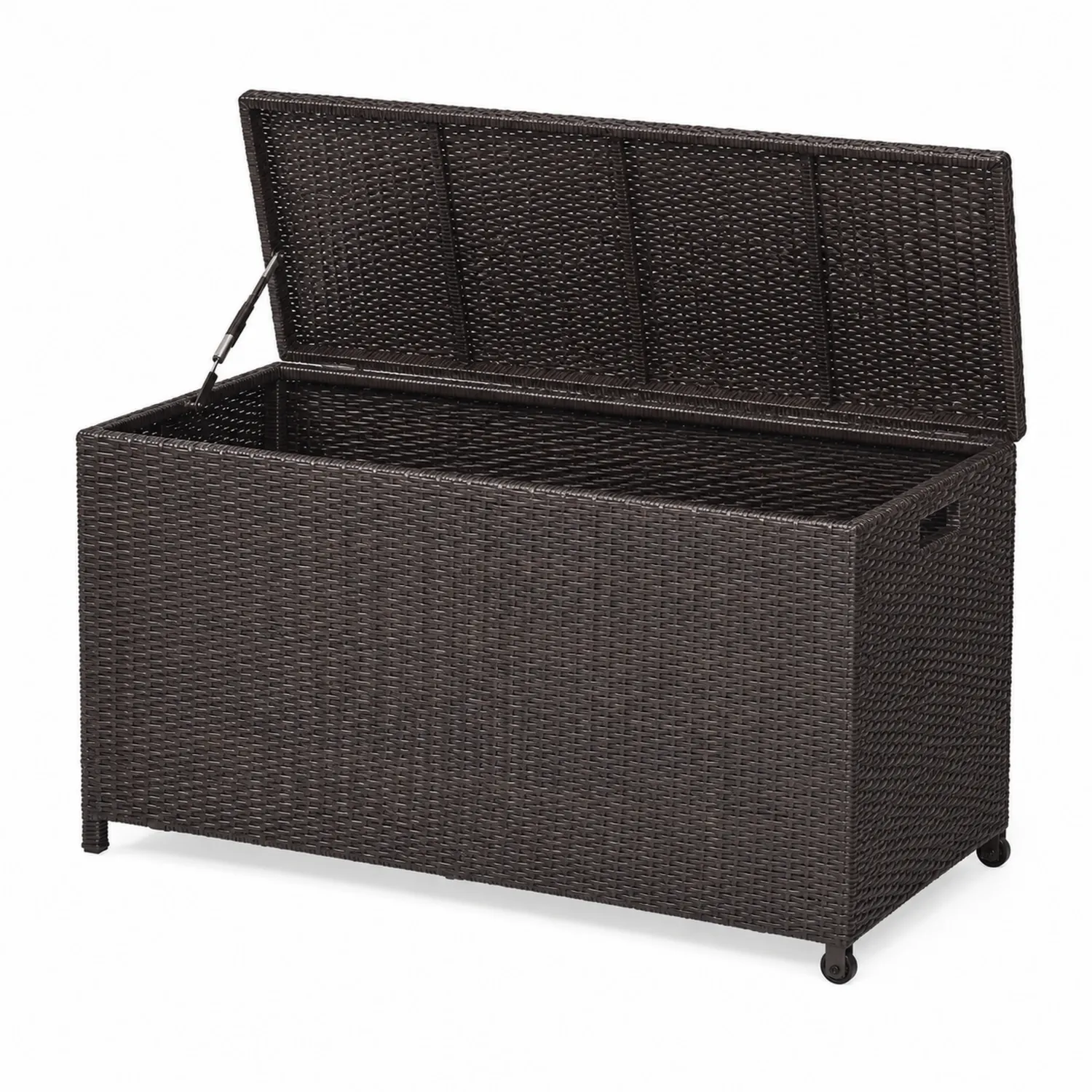 Baule Contenitore in Rattan Sintetico Marrone con Ruote