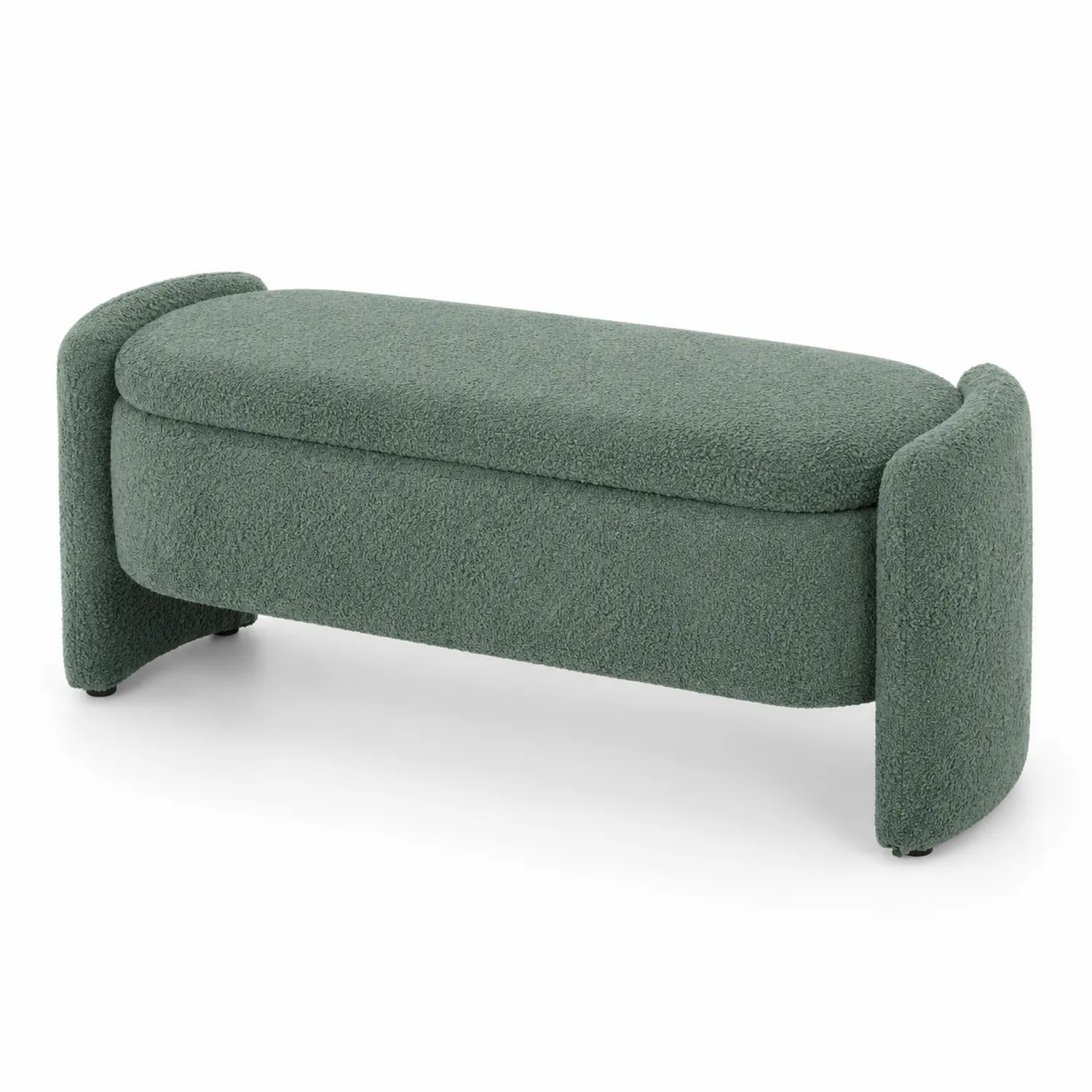 Panca in tessuto bouclé verde 100x40x45 cm