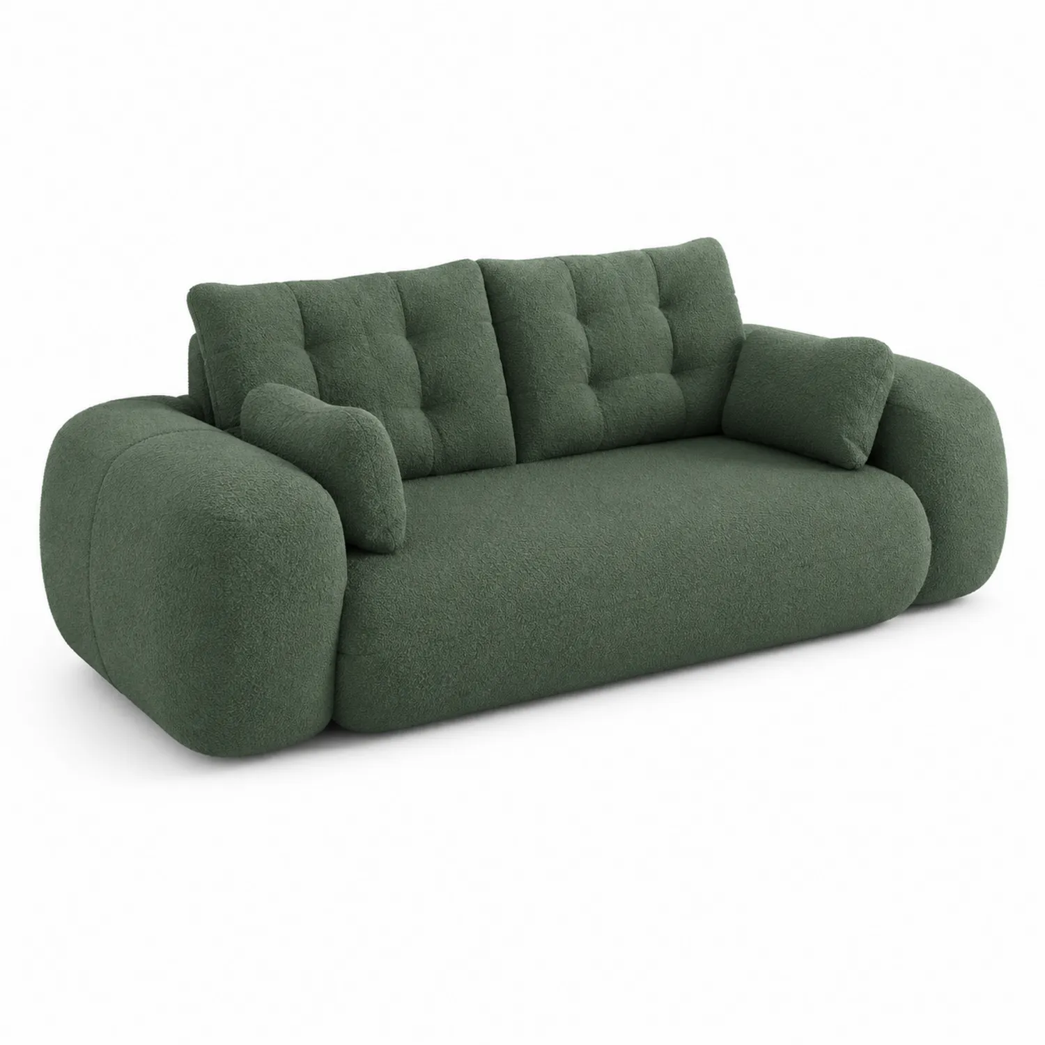 Divano in tessuto bouclé verde 200 cm