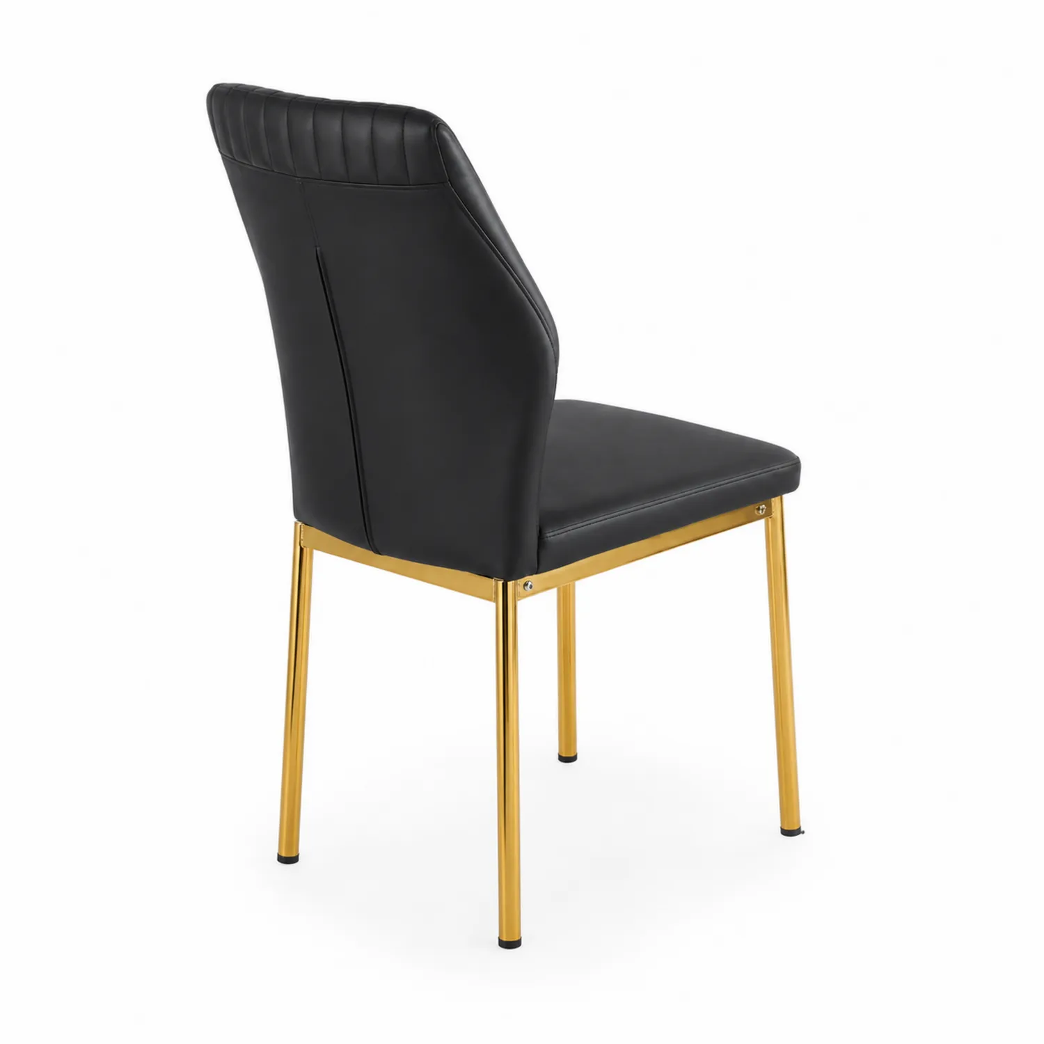 Sedia in pelle sintetica nera con gambe in metallo