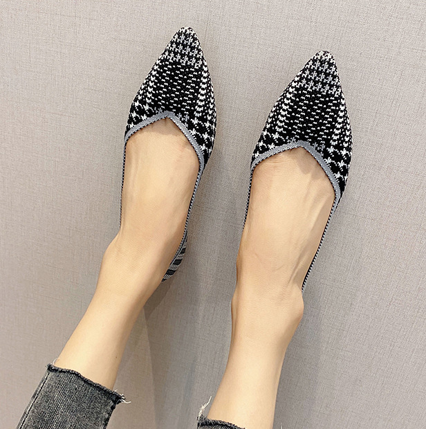 Shallow mouth fly-knit flat women's shoes