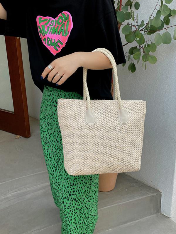 Women's Large Capacity Woven Hand-Carrying Big Shoulder Bag