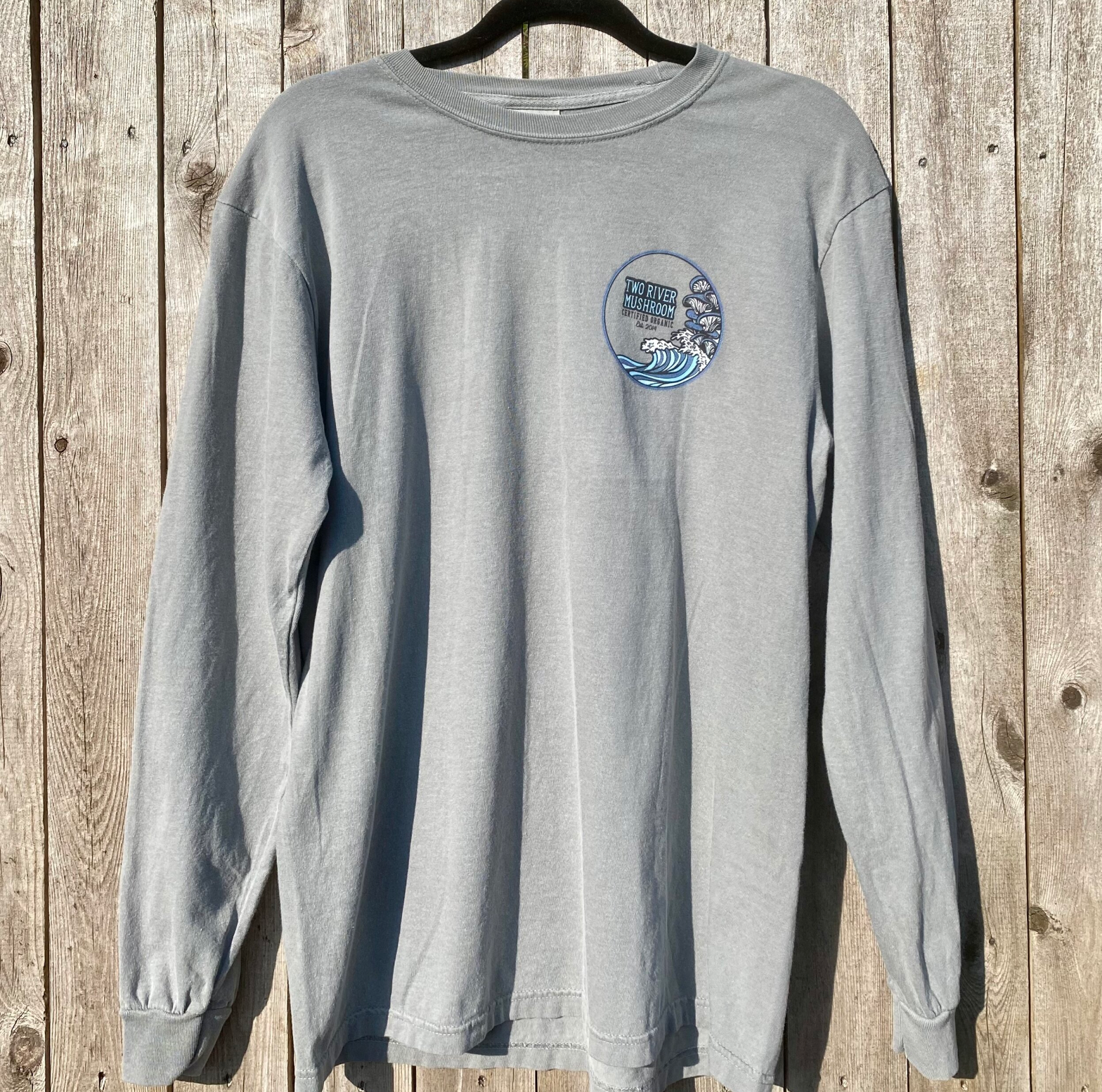 two river mushroom long sleeve t shirt grey
