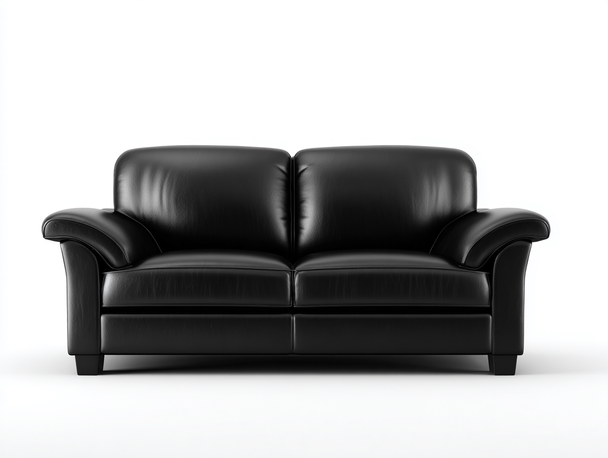 Sofás 2 plazas de cuero sintético 170x88x82 cm - Negro - Diseño clásico con reposabrazos acolchados-Favovadecor