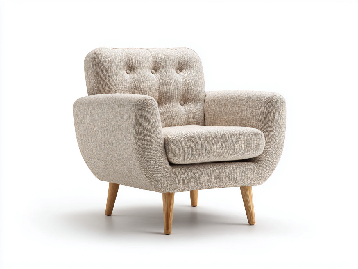 Sillones sillón tapizado 82x78x86 cm tela beige - respaldo capitoné - estilo nórdico-Favovadecor