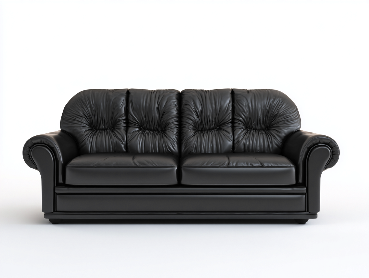 Sofás 2 plazas de cuero sintético 180x90x85 cm - Negro - Diseño clásico con respaldo acolchado-Favovadecor