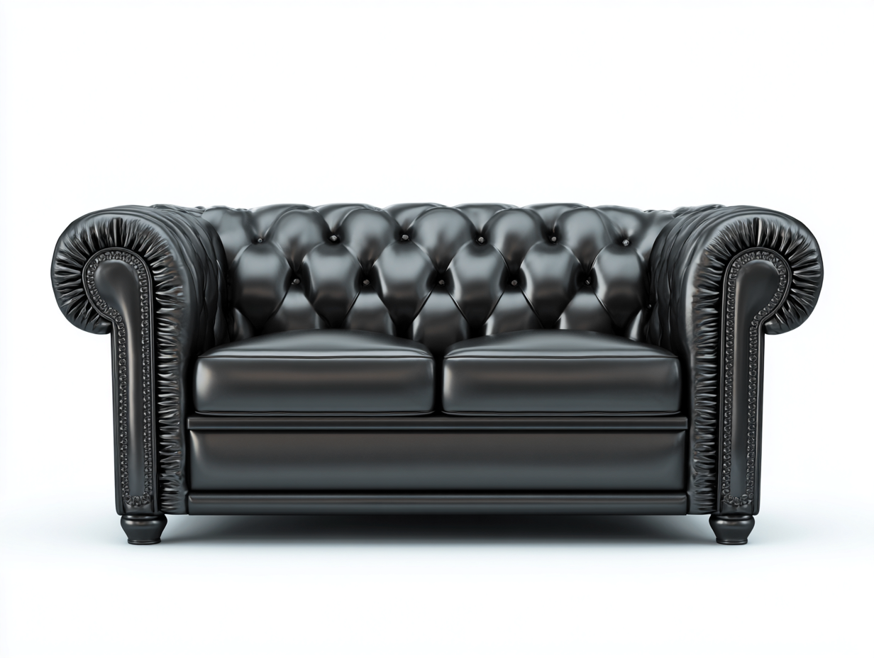 Sofás 2 plazas de piel sintética 175x88x78 cm negro - diseño Chesterfield acolchado-Favovadecor