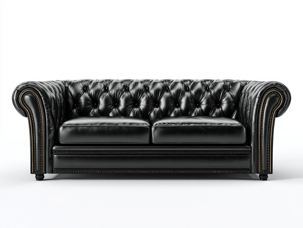 Sofás 2 plazas capitoné 182x92x78 cm - negro - estilo chesterfield clásico-Favovadecor