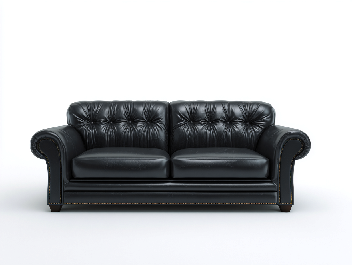 Sofás 2 plazas de cuero 135x82x78 cm - negro - estilo Chesterfield para salón-Favovadecor