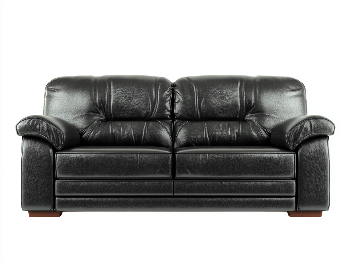 Sofás 2 plazas de cuero 135x84x80 cm - negro - diseño acolchado para salón-Favovadecor