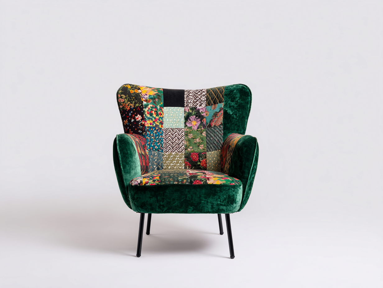 Sillones tapizado 78x82x98 cm - verde-multicolor - patas metálicas - estilo artístico-Favovadecor
