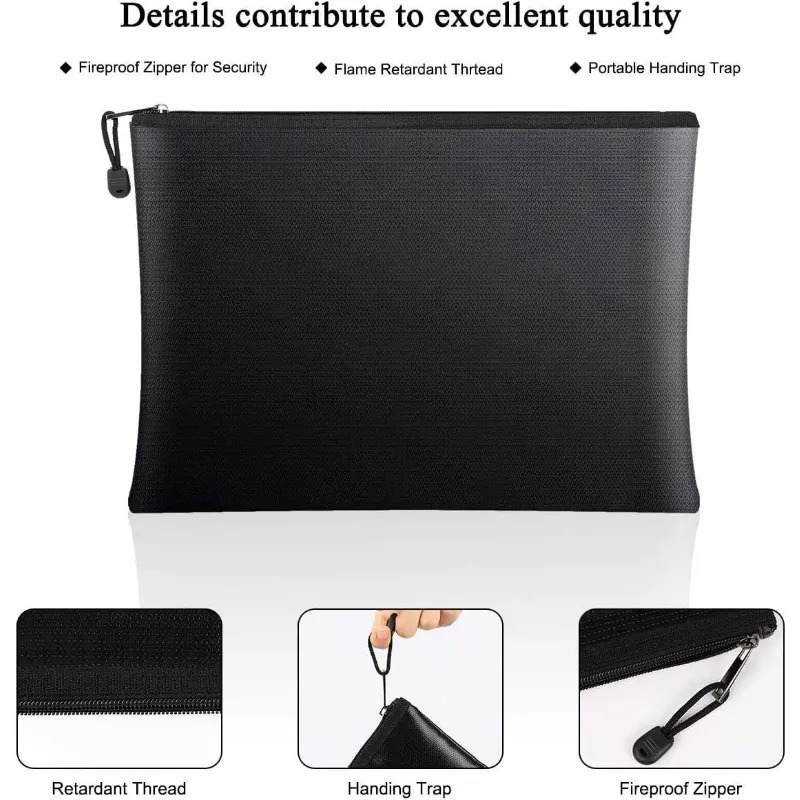 Fireproof & Water Resistant Document Bag – Money & File Safe Storage Pouch