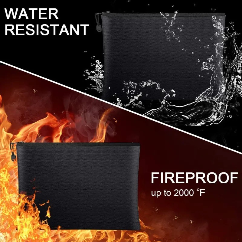 Fireproof & Water Resistant Document Bag – Money & File Safe Storage Pouch