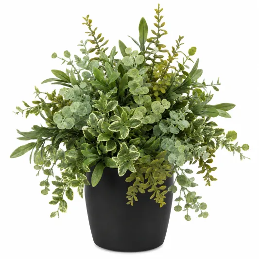 Planta Artificial en Maceta Negra, Verde, 40 cm-meubrixa