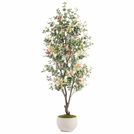 Planta Artificial Decorativa Verde y Crema con Maceta 30 cm-cozyfetra