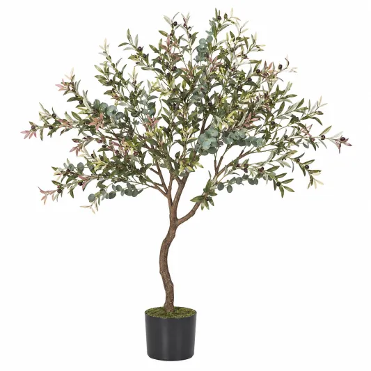 Planta Artificial Verde con Maceta Blanca para Decoración Interiores-cozyfetra