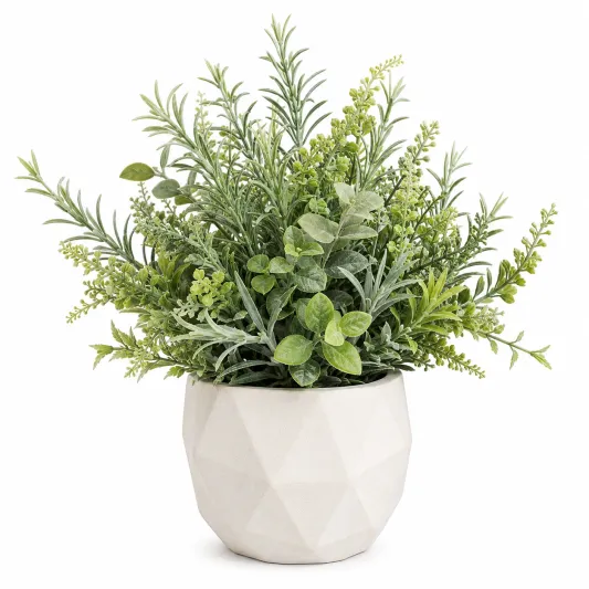 Planta Artificial Decorativa Verde con Maceta Negra 45cm-cozyfetra