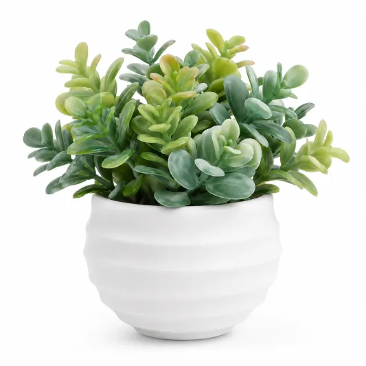 Planta Artificial de Eucalipto con Maceta de Cemento, Verde, Altura 30 cm-cozyfetra