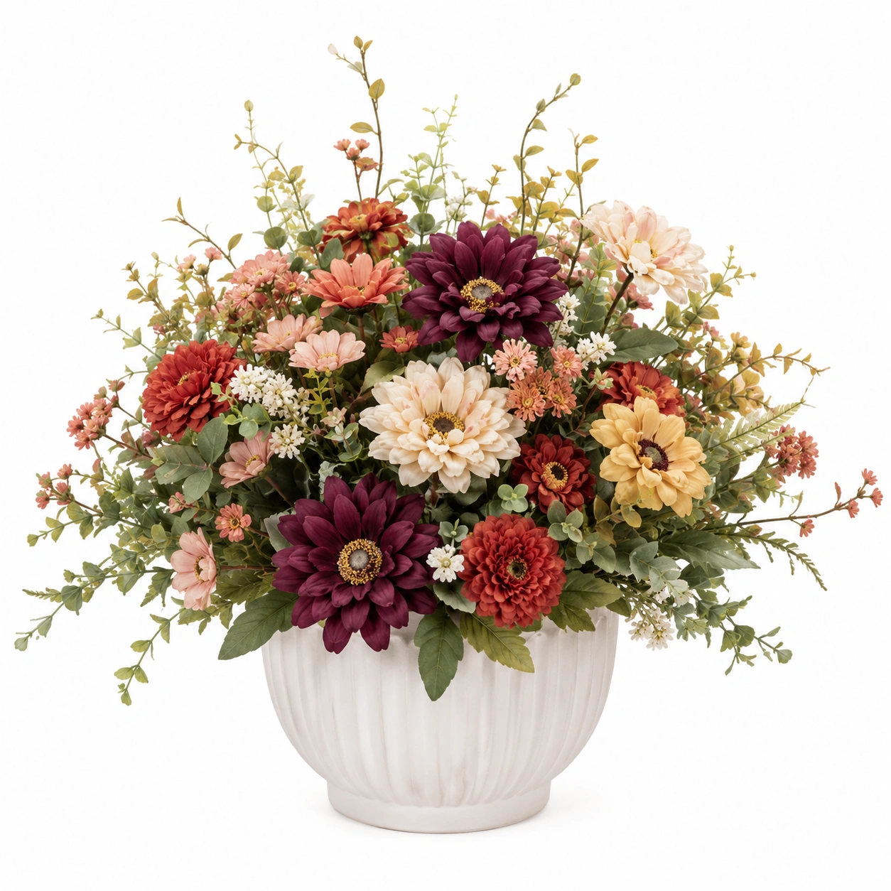 Árbol Artificial Decorativo con Flores y Maceta 160cm Verde/Rosa/Blanco-ulqernova