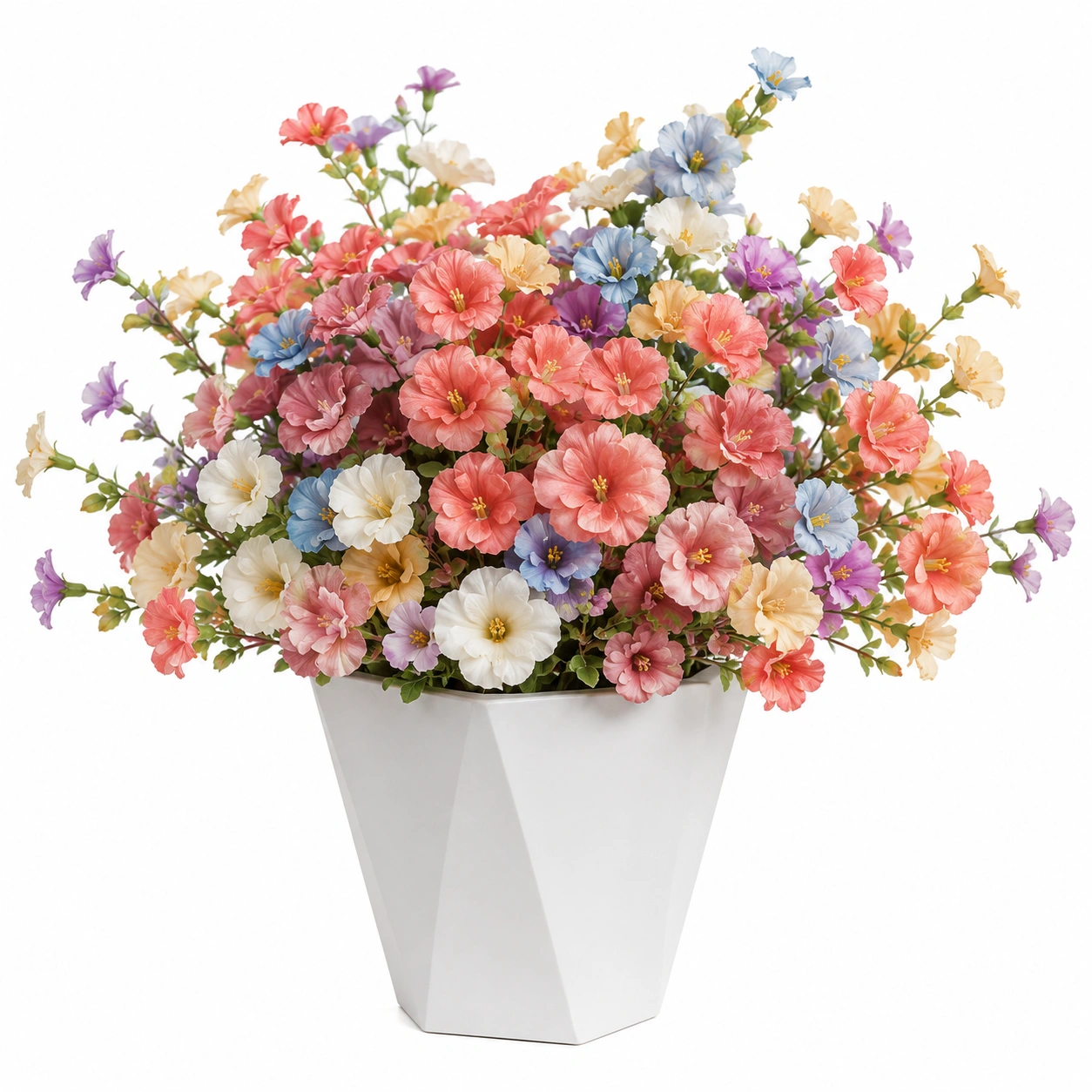 Arreglo Floral Artificial Multicolor con Maceta Blanca-ulqernova