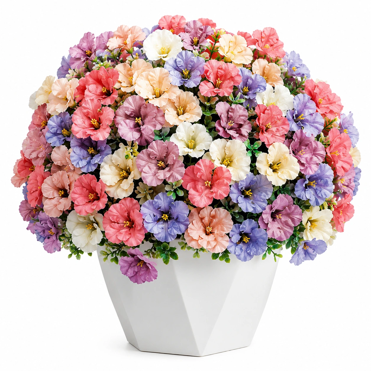 Ramo de Flores Artificiales Multicolor con Maceta Decorativa-ulqernova