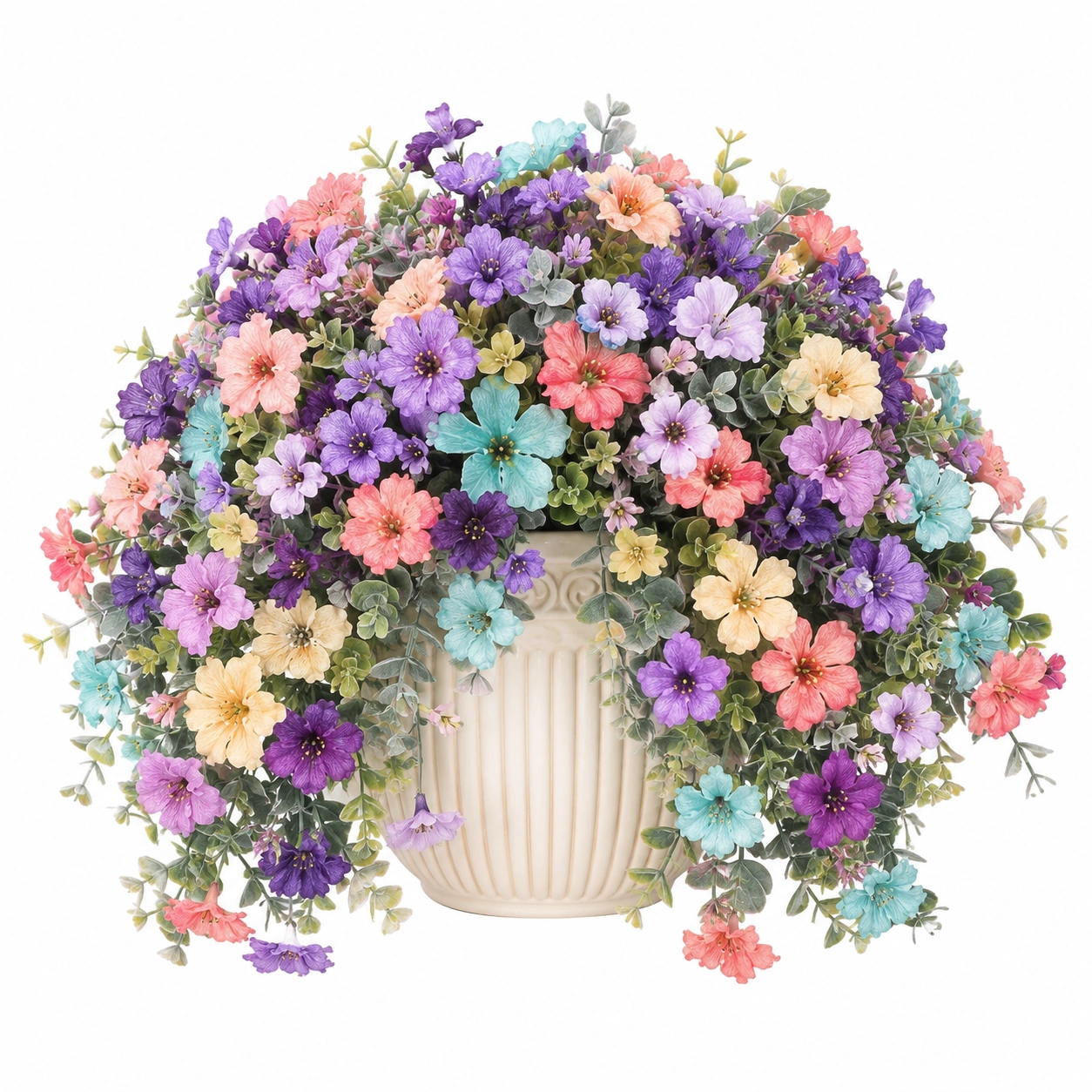 Arreglo de Flores Artificiales Multicolores con Maceta Decorativa-ulqernova