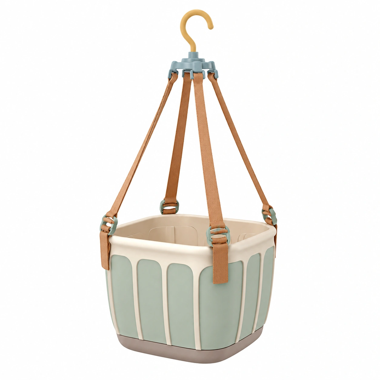 Macetero Colgante Beige y Verde de 20 cm para Interior y Exterior-ulqernova