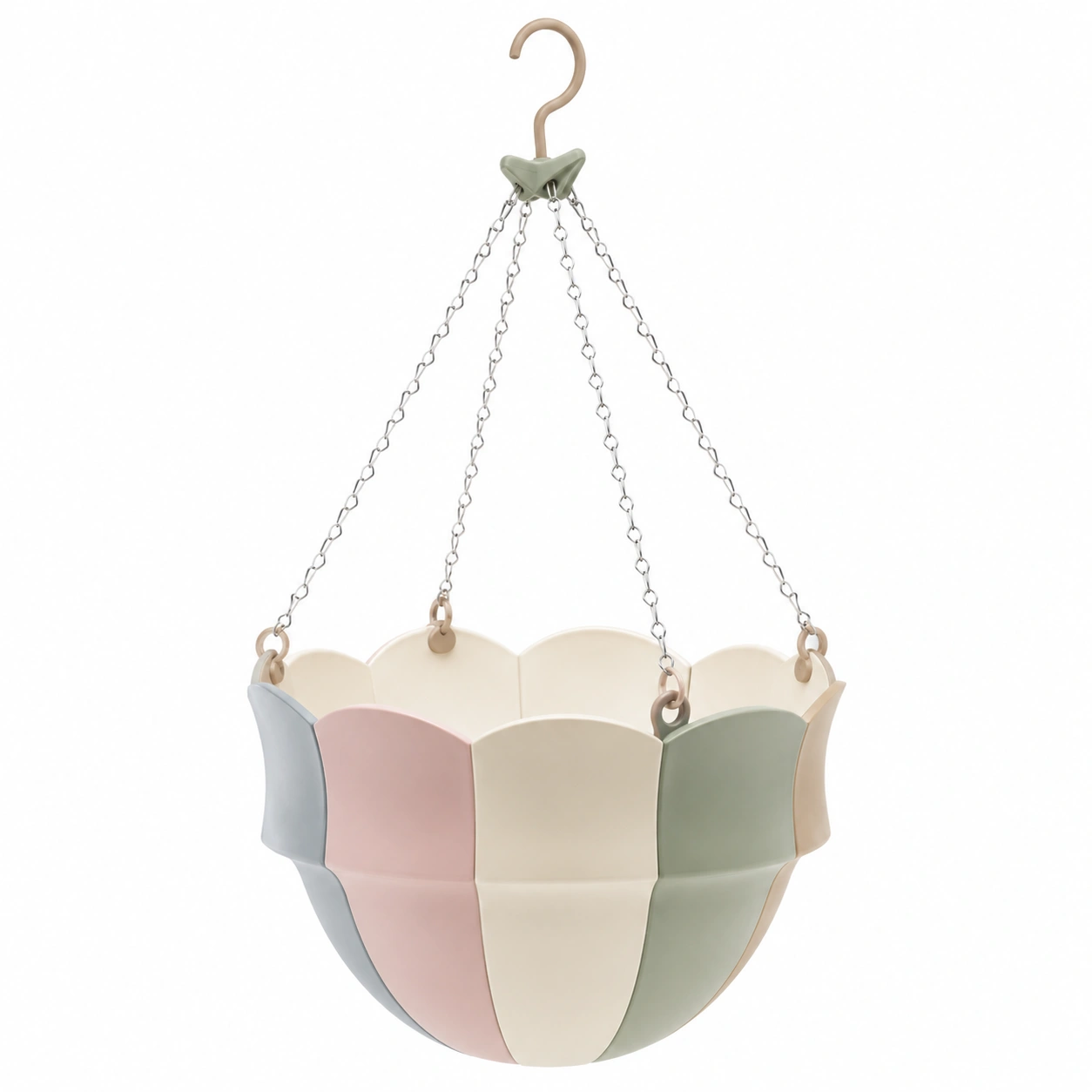Maceta Colgante Exterior Beige y Verde con Gancho-ulqernova
